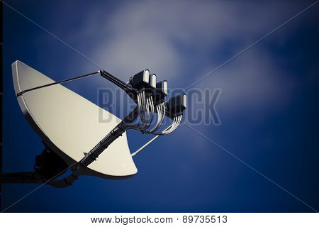 Big Satellite Dish With Multifeed Lnb