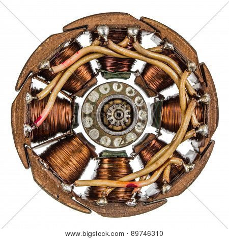 Rotor And Stator Of Electro Motor, Isolated On White Background