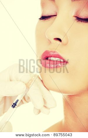 Cosmetic botox injection in the female face