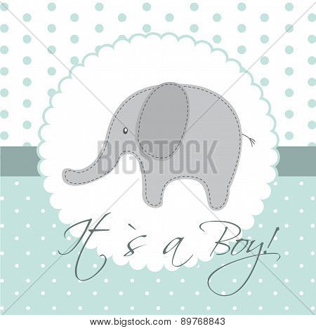 Baby Shower Card With Cute Elephand Vector Illustration