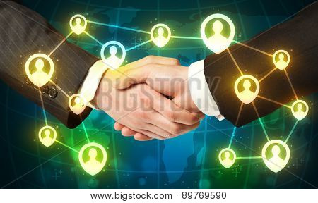 Business handshake, social netwok concept
