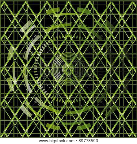 Illustration vector of green technology texture black background