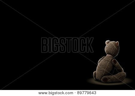 Sadly Bear Patchwork Isolated On Black Background