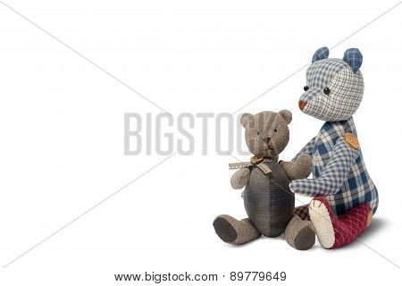 Couple Bear Patchwork Isolated On White Background