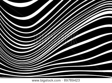 black and white mobious wave stripe optical design