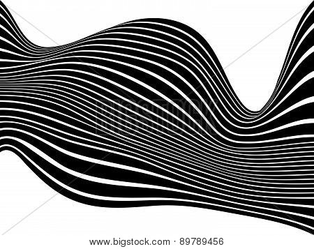 black and white mobious wave stripe optical design