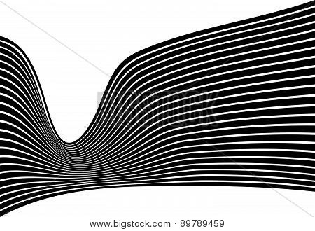 black and white mobious wave stripe optical design