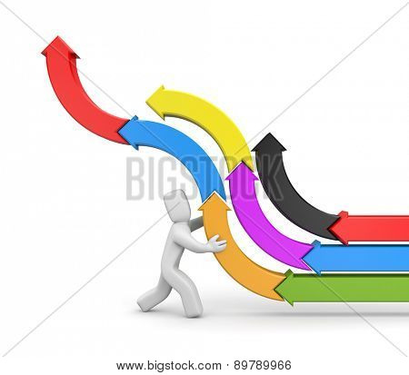 Person with arrows. Success metaphor