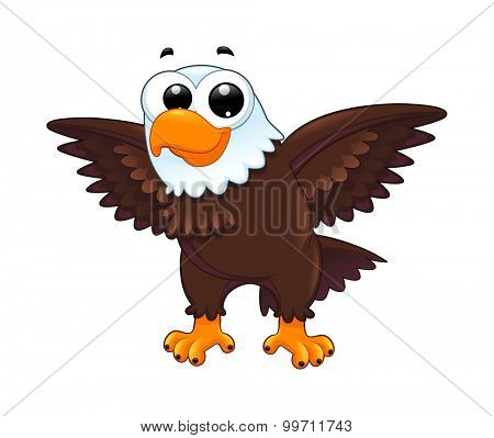Young eagle. Funny cartoon vector isolated animal.