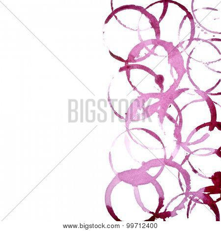 Stains of wine glass isolated on the white background with copyspace (Used real red wine)