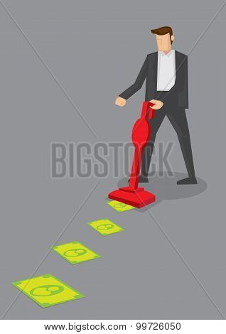 Money Sucker Metaphor Conceptual Vector Illustration
