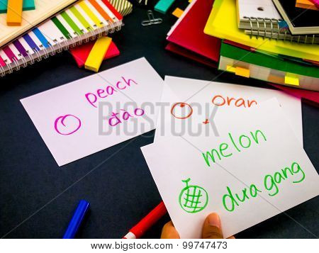 Learning New Language Making Original Flash Cards; Vietnamese