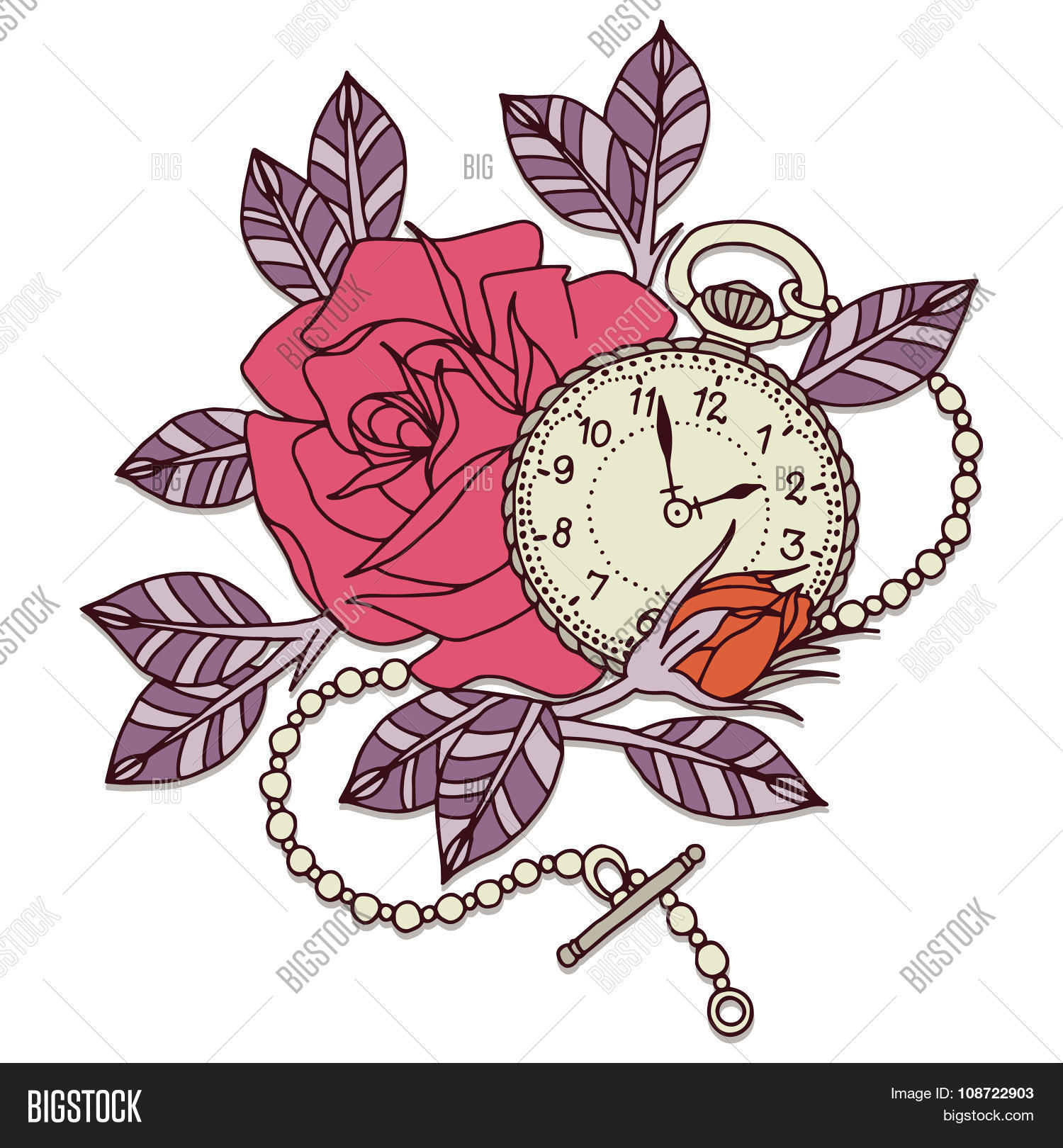 Rose Clock Tattoo Vector & Photo (Free Trial) Bigstock