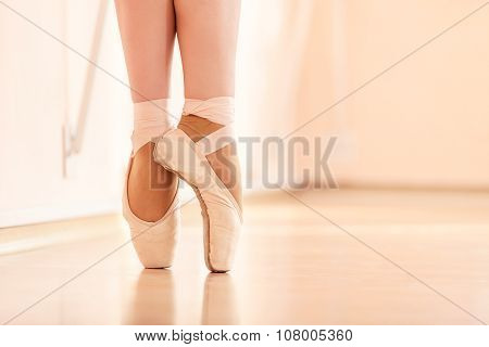 Legs of young ballerina.