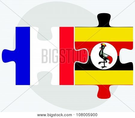 France And Uganda Flags