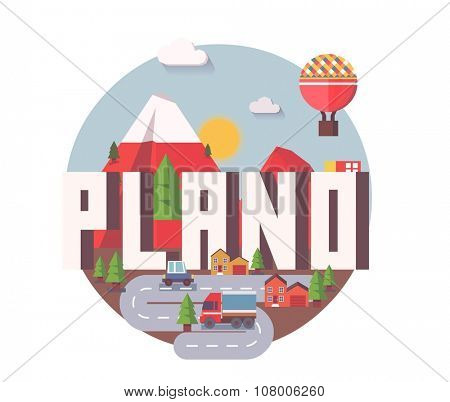 Plano Texas beautiful city to visit. vector cartoon