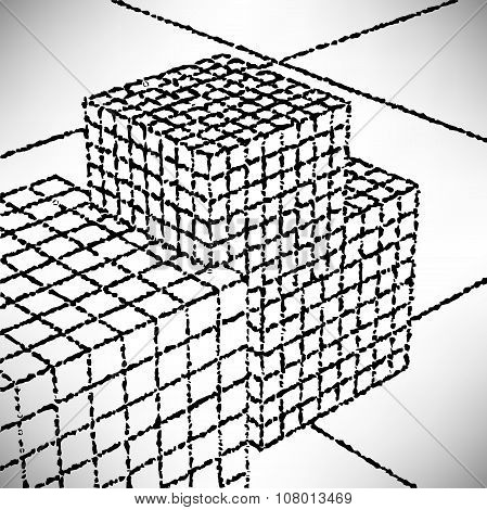 Background Cubes Meshwork Engraved Dots And Spots