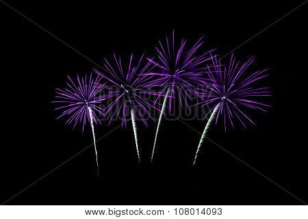 Colorful Fireworks Over Dark Sky