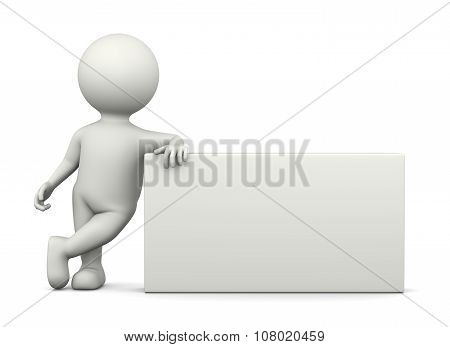 White 3D Character Leaned On A Bill