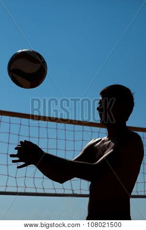 Man Is Playing Volleyball