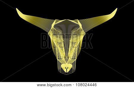 Bull Head. Abstract Line Art.