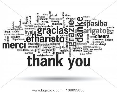 Concept or conceptual abstract thank you word cloud in different languages or multilingual for education or Thanksgiving Day