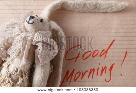 Felt Doll On Background With Space For You Message
