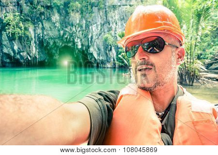 Handsome Man Taking Selfie At 