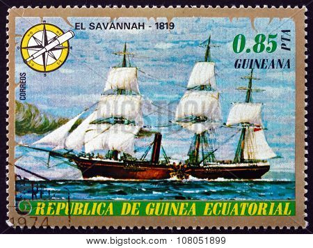 Postage Stamp Equatorial Guinea 1976 Steamship Sawannah