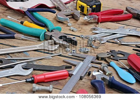 Tools On A Timber Floor.