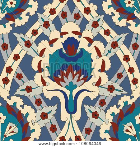 Traditional Arabic  ornament seamless. Floral Ornamental pattern. Iznik .Vector.  Background