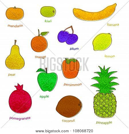 fruit set with texture