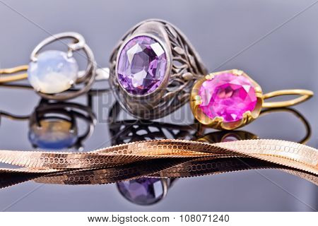 Variety Of Jewelry Made Of Precious Metals