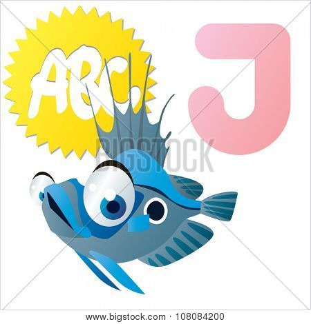 vector funny comic animal alphabet: J is for John Dory