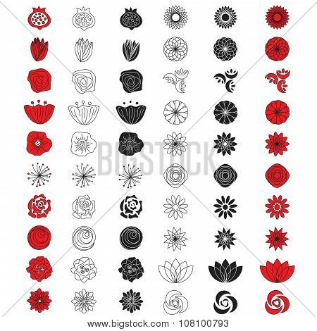 Flower vector set. Floral buds kit.