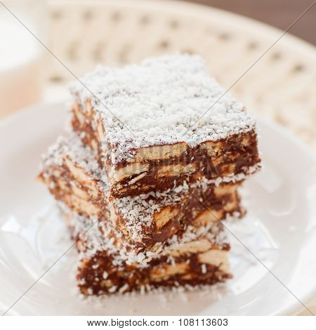 Chocolate Coconut Slice With Biscuits
