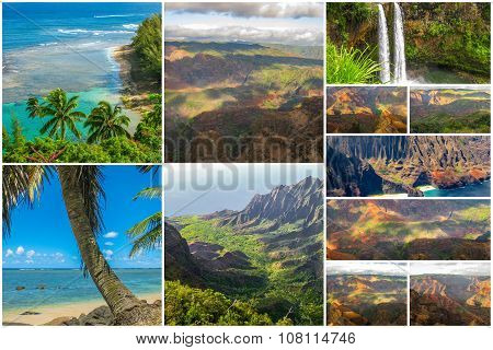 Kauai aerial view collage