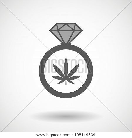 Isolated Vector Ring Icon With A Marijuana Leaf