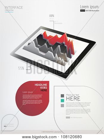 Vector tablet with infographic graph.
