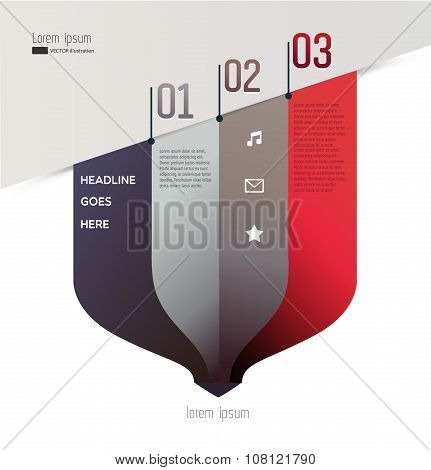 Three steps vector infographic illustration.