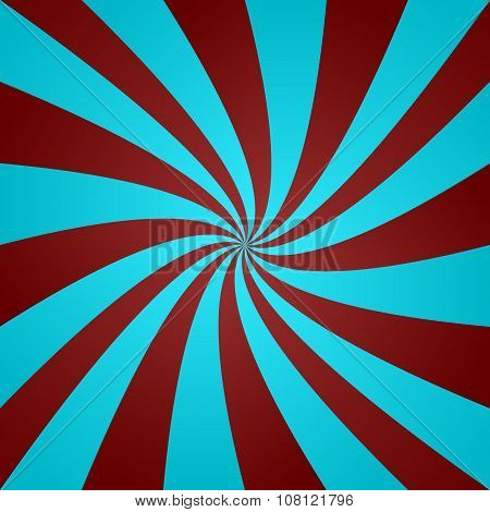 Light blue and red curved ray background