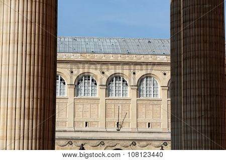 PARIS, FRANCE - SEPTEMBER 8, 2014: Paris - Sainte-Geneviève Library. public and university library in Paris. It was designed in Neo-Grec style by the architect Henri Labrouste (1801-1875). Place du Panthéon Paris