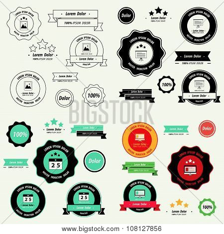 Label And Ribbon Retro Style Set