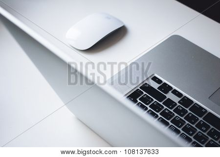 metallic laptop computer