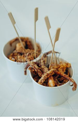 Fried giant squid tentacles seasoned with spice powder