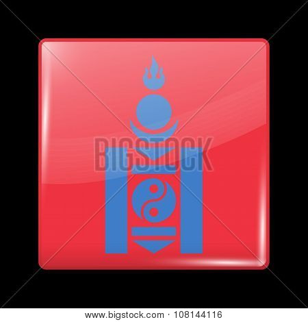 Mongolian Soyombo. Glassy Icon Square Shape