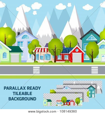 Provincial town landscape parallax ready background