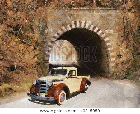 Carros antigos (pintura a óleo)
