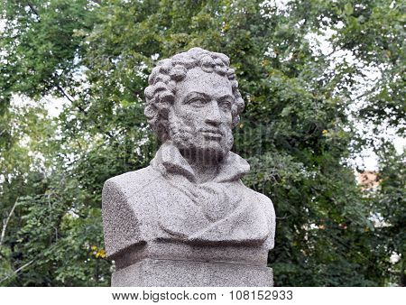 Monument To Alexander Pushkin On Pushkin Boulevard In Penza