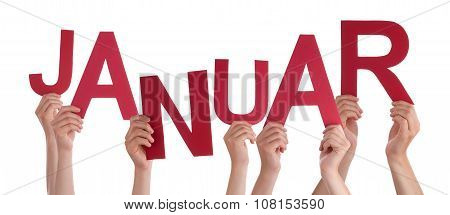 People Holding German Word Januar Means January